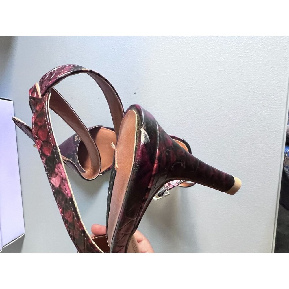 Madden Girl Womens 9 Heels Brown Red Animal Print Point Toe Ankle Strap Shoes - Picture 6 of 9